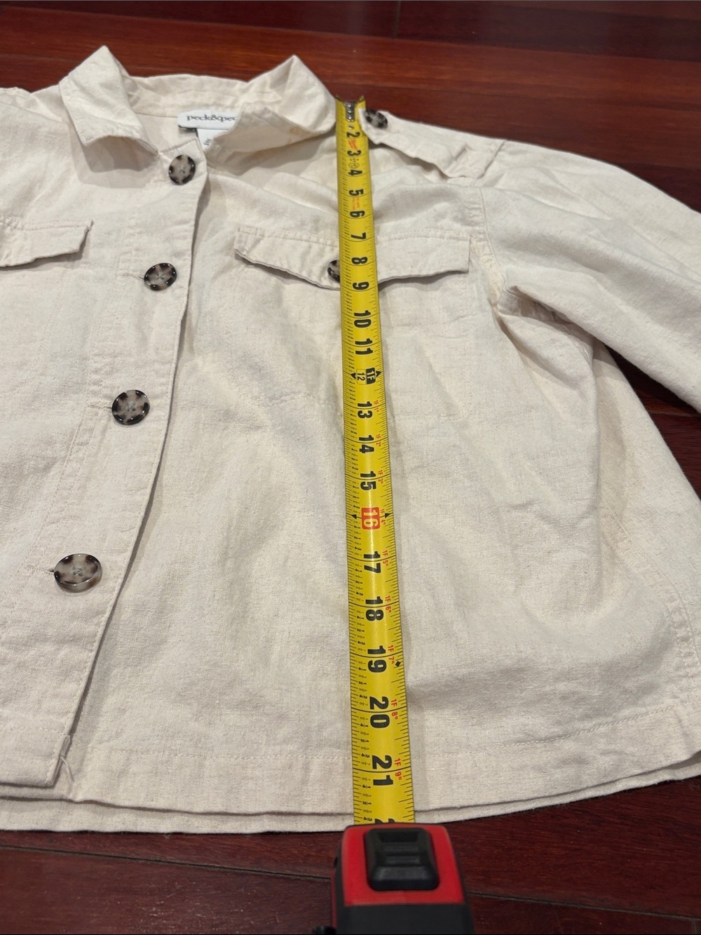 Peck&Peck Cream White Linen Cotton Blend Cropped Jacket Women’s Size Small - Picture 10 of 12